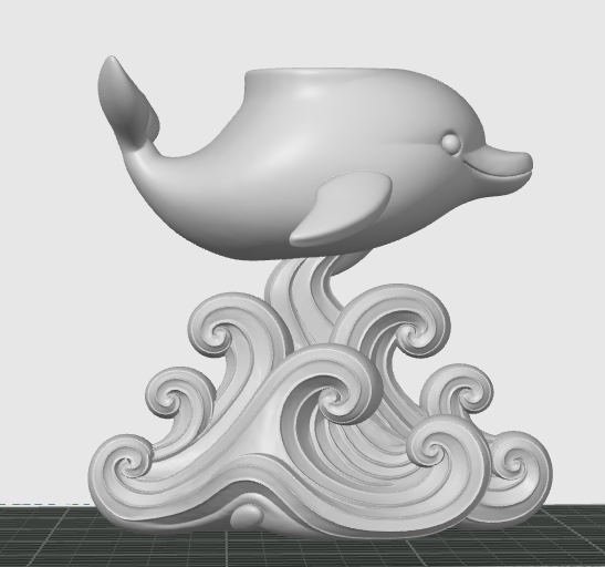 Dolphin-on-Waves Mini Planter