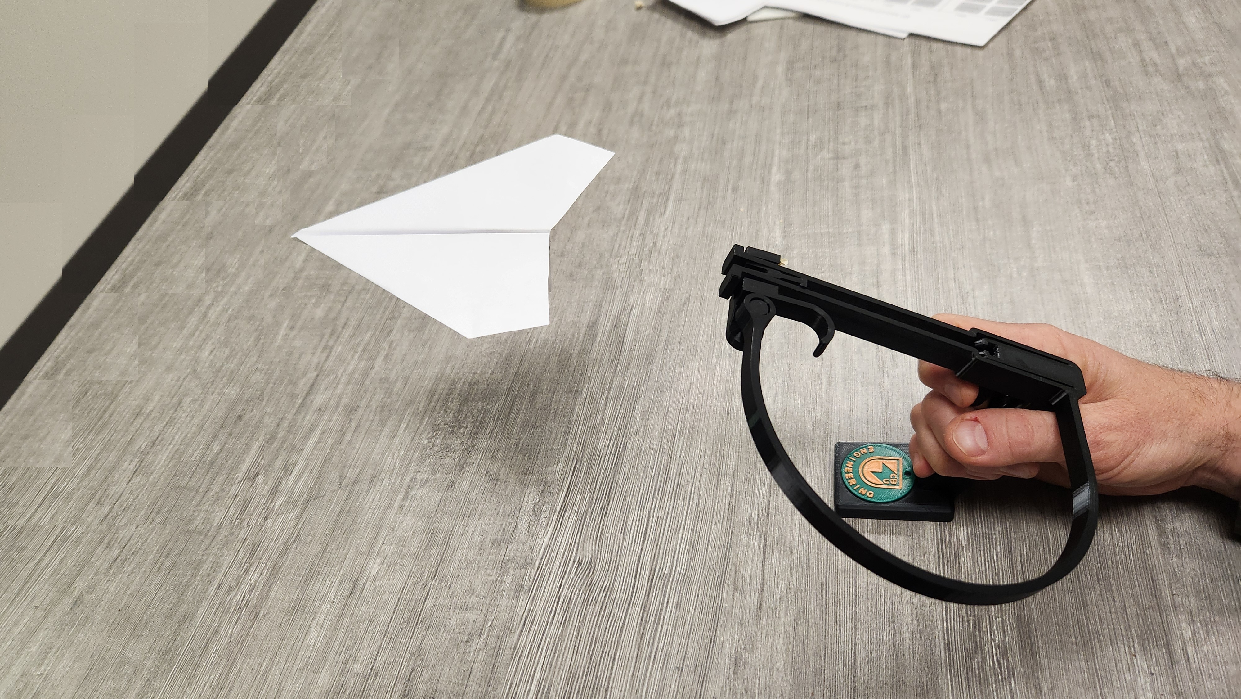 Paper plane gun base student STEM design activity