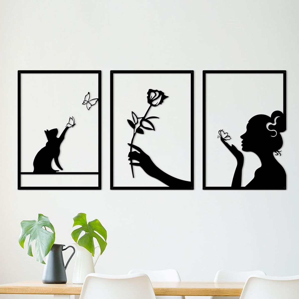 WallArt Cat Flower Woman