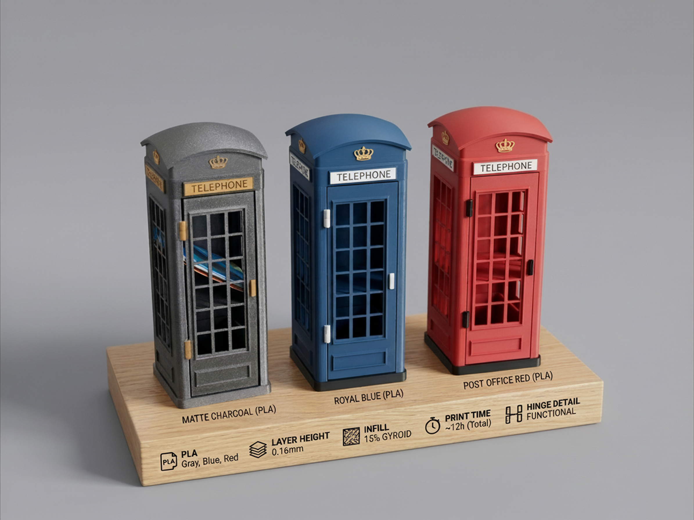 British K6 Phone Box — Souvenir & Coin Bank | 1:9 Scale Replica 3D model