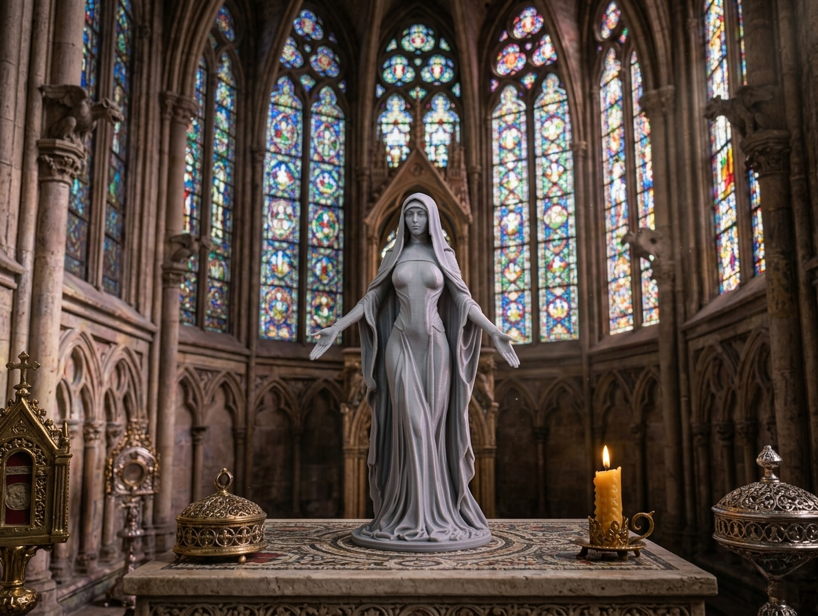 Veiled Gothic Priestess - High Detail Dark Nun Sculpture