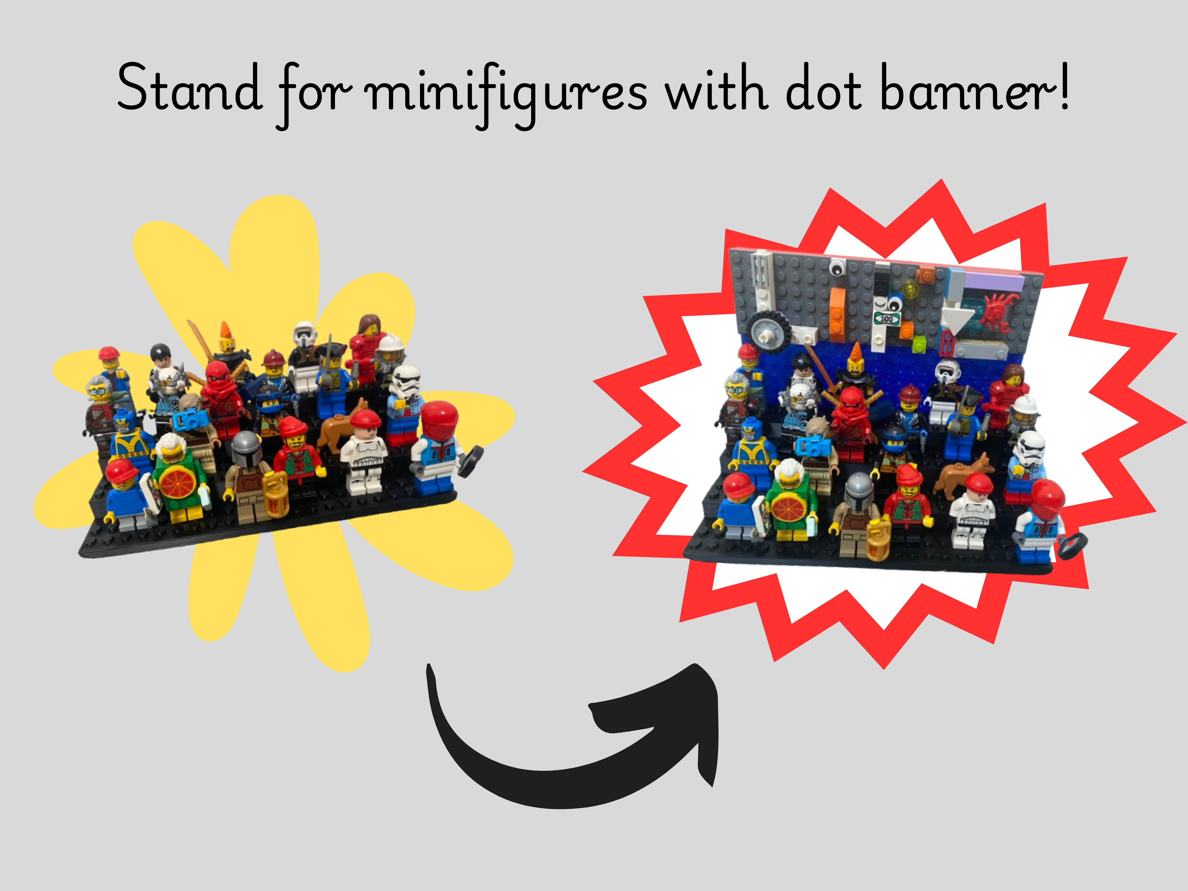 LEGO stand for minifigures with brick dot wall