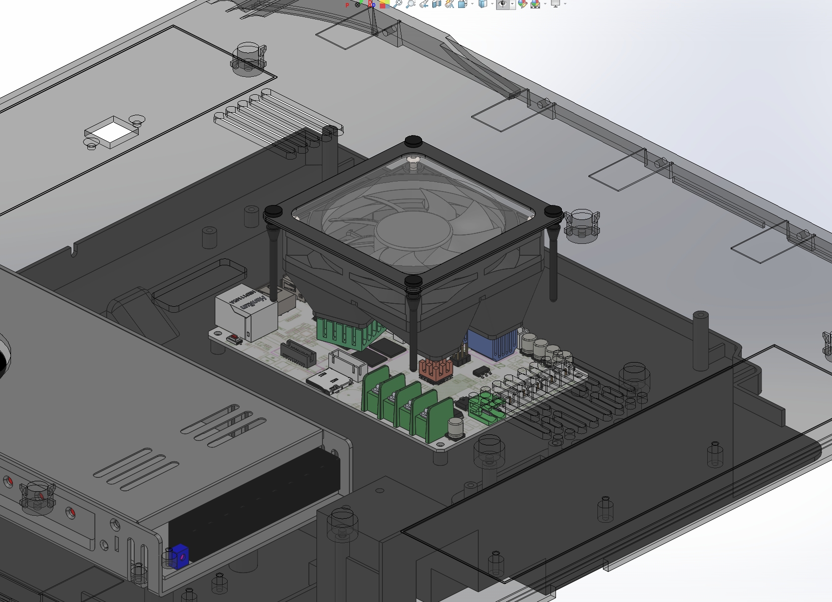 Qidi Q1 Pro - Mainboard focusing air ducts (80x15mm fan) for steppers, CPU, MCU