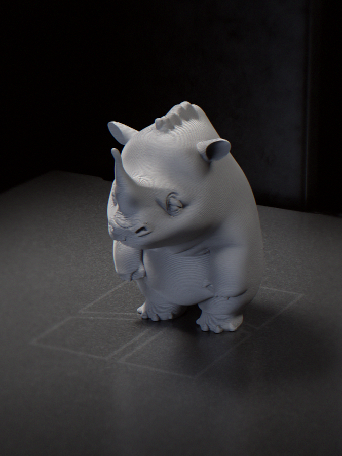 Defeated Rhino Figurine Animal 3D Printable 3D model