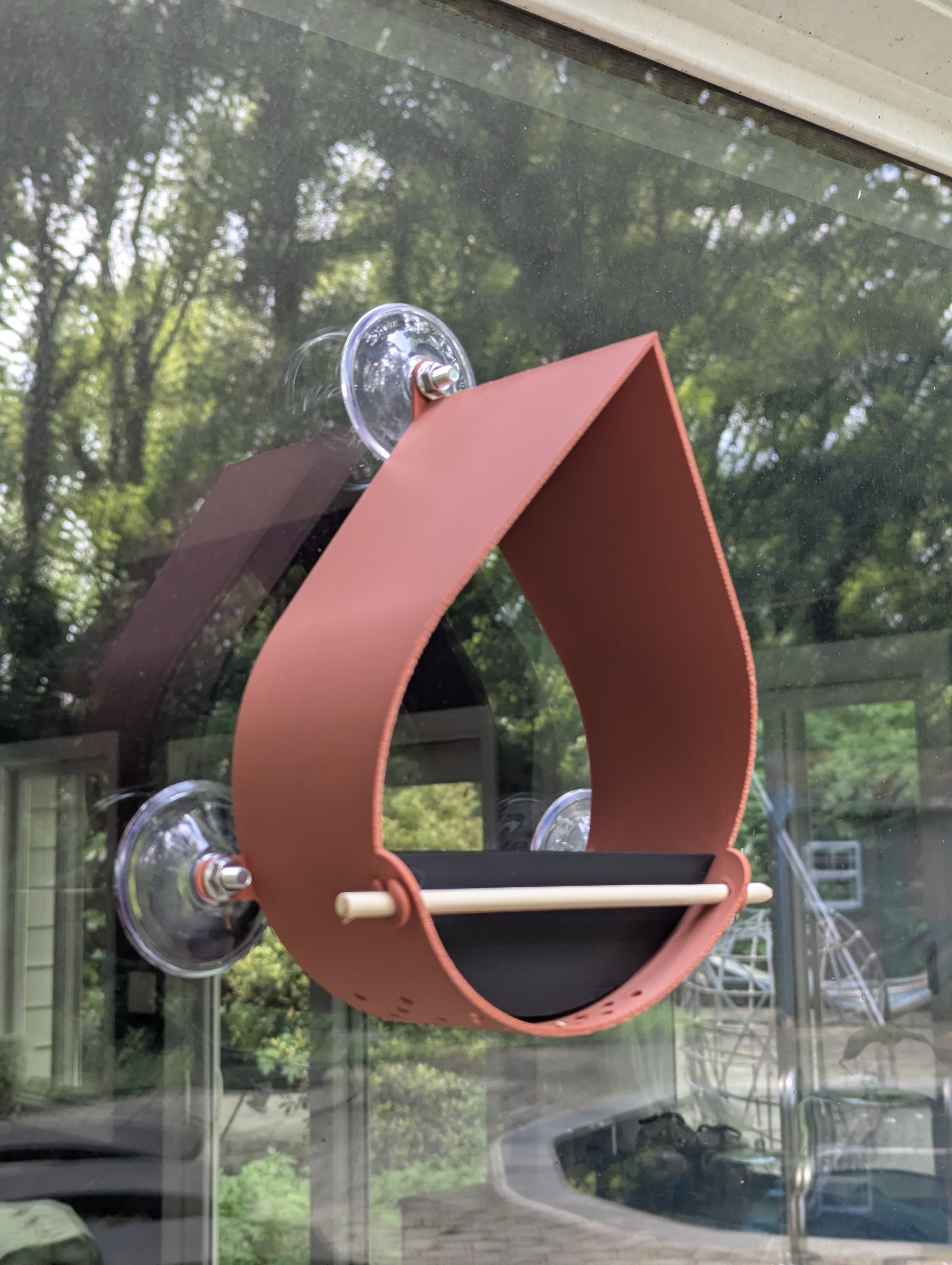 Modern, Minimal, Raindrop Shaped Window-Mount Bird Feeder