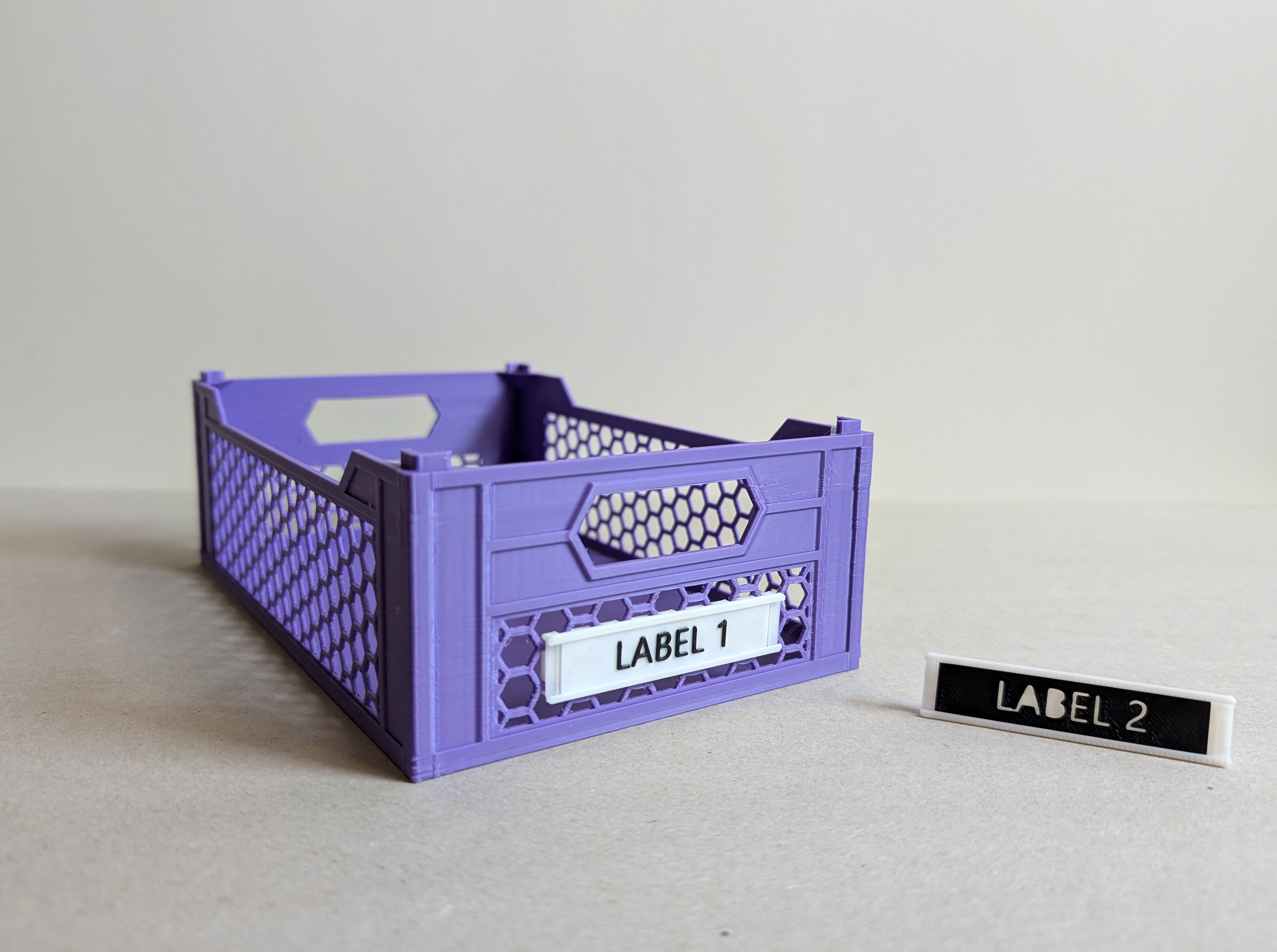 Clip-on LABEL for Stackable Crate Plus - Honeycomb Edition | REMIX 3D model thumbnail