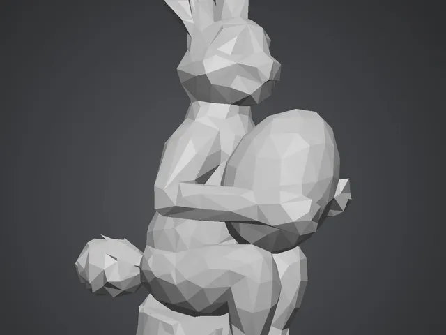 Low Poly Easter Bunny Holding an Egg