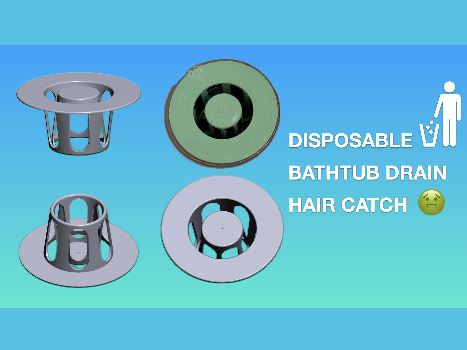 Bathtub drain hair catcher (disposable)