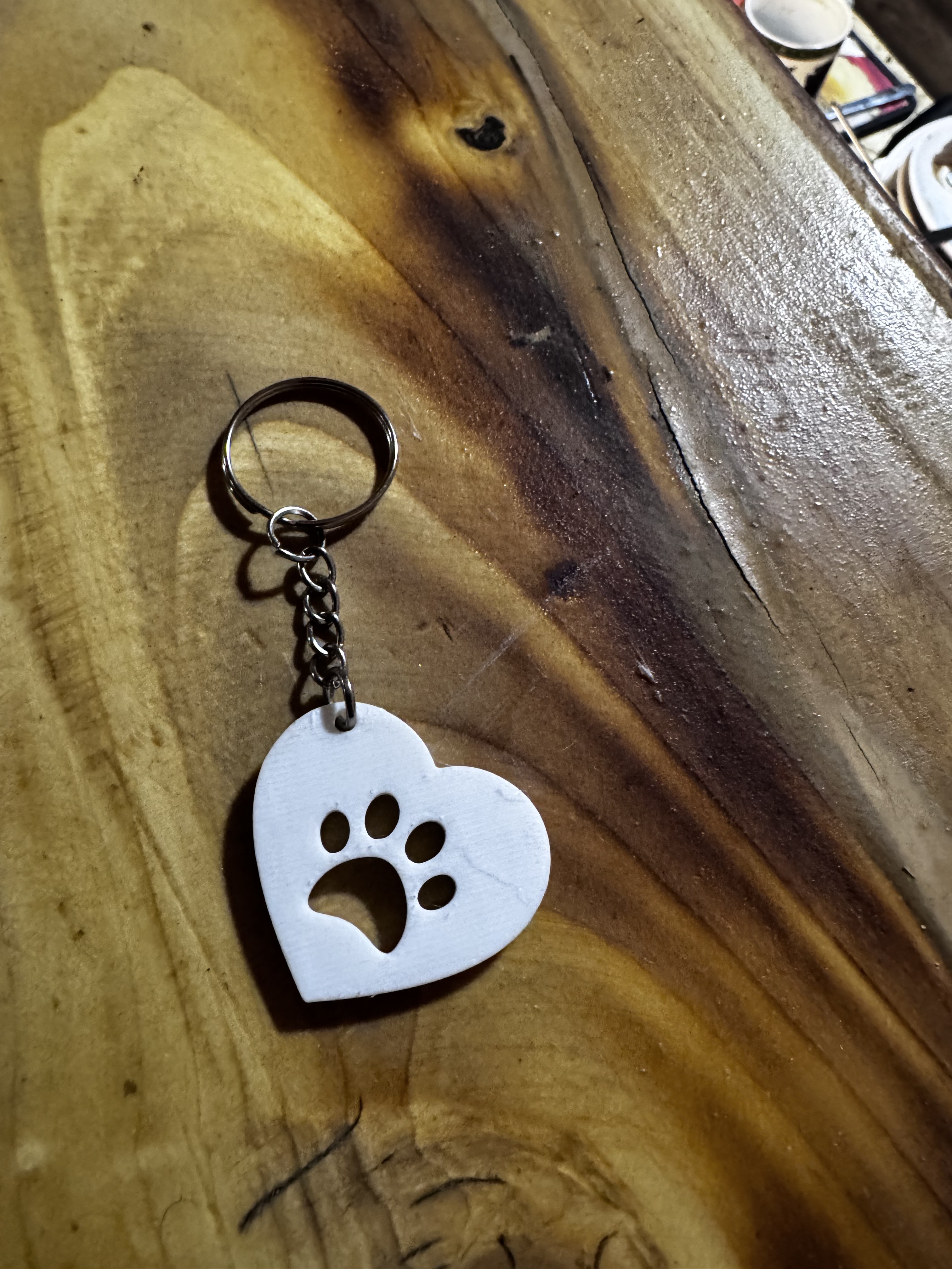 Dog paw heart keychain