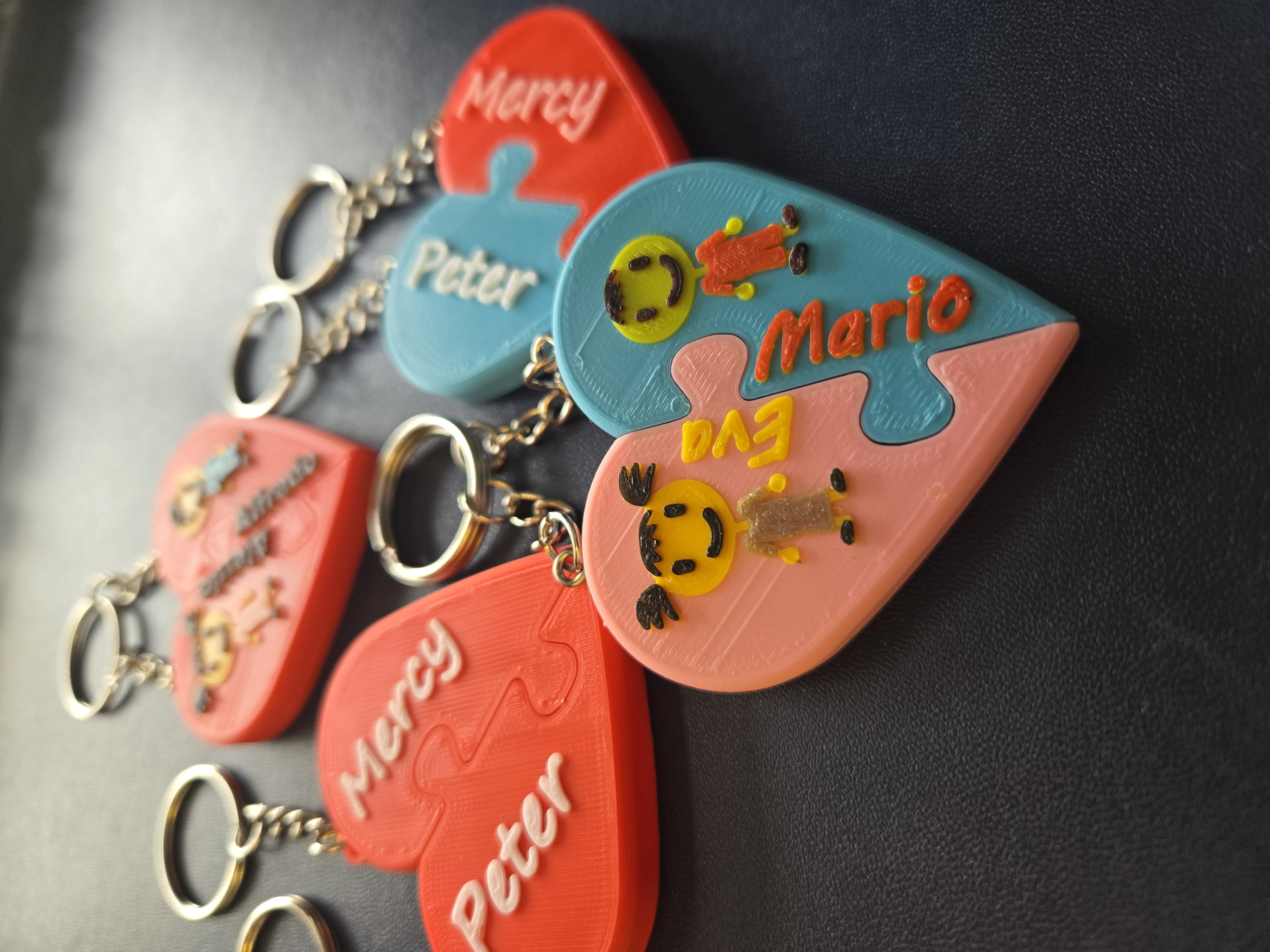 Valentines Day Heart Puzzle Piece Keychain - with optional 5mmx3mm magnet