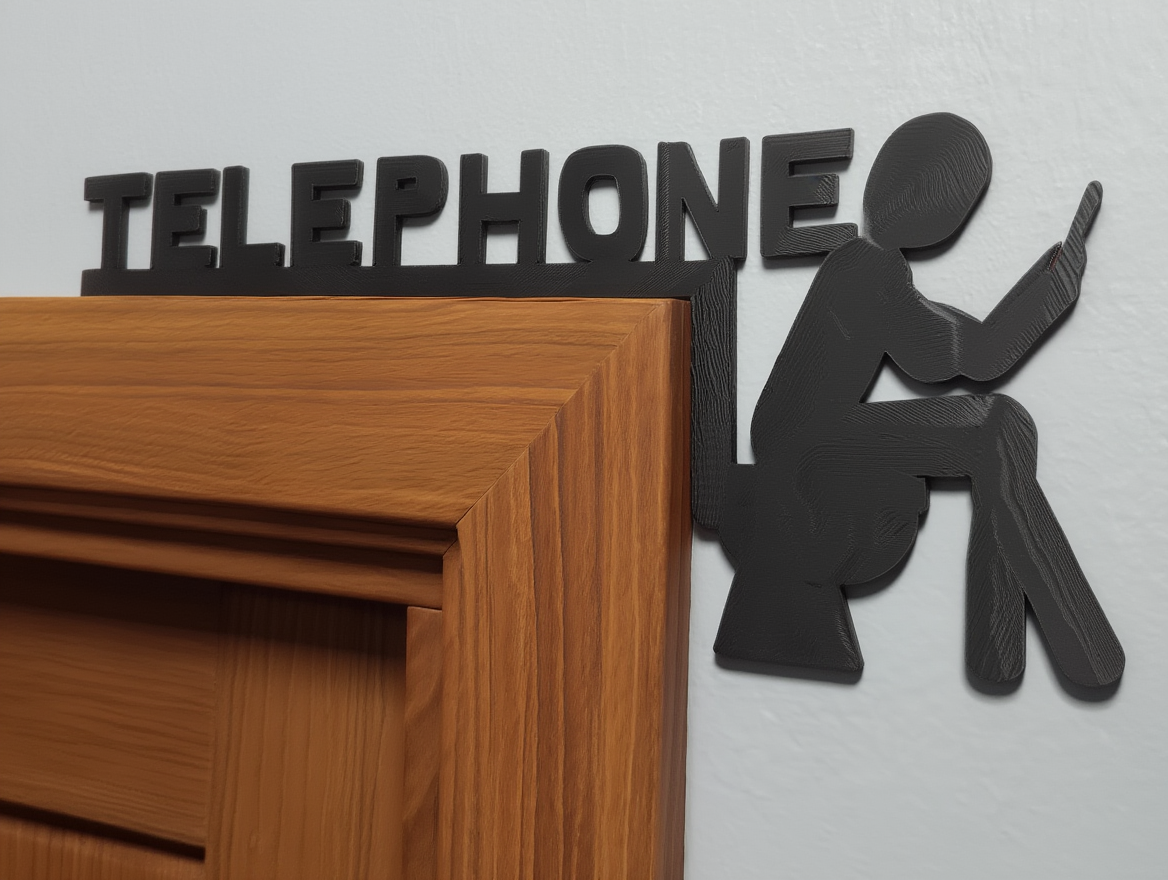 Panneau "TELEPHONE" toilette 3D model by ThomCraft3D