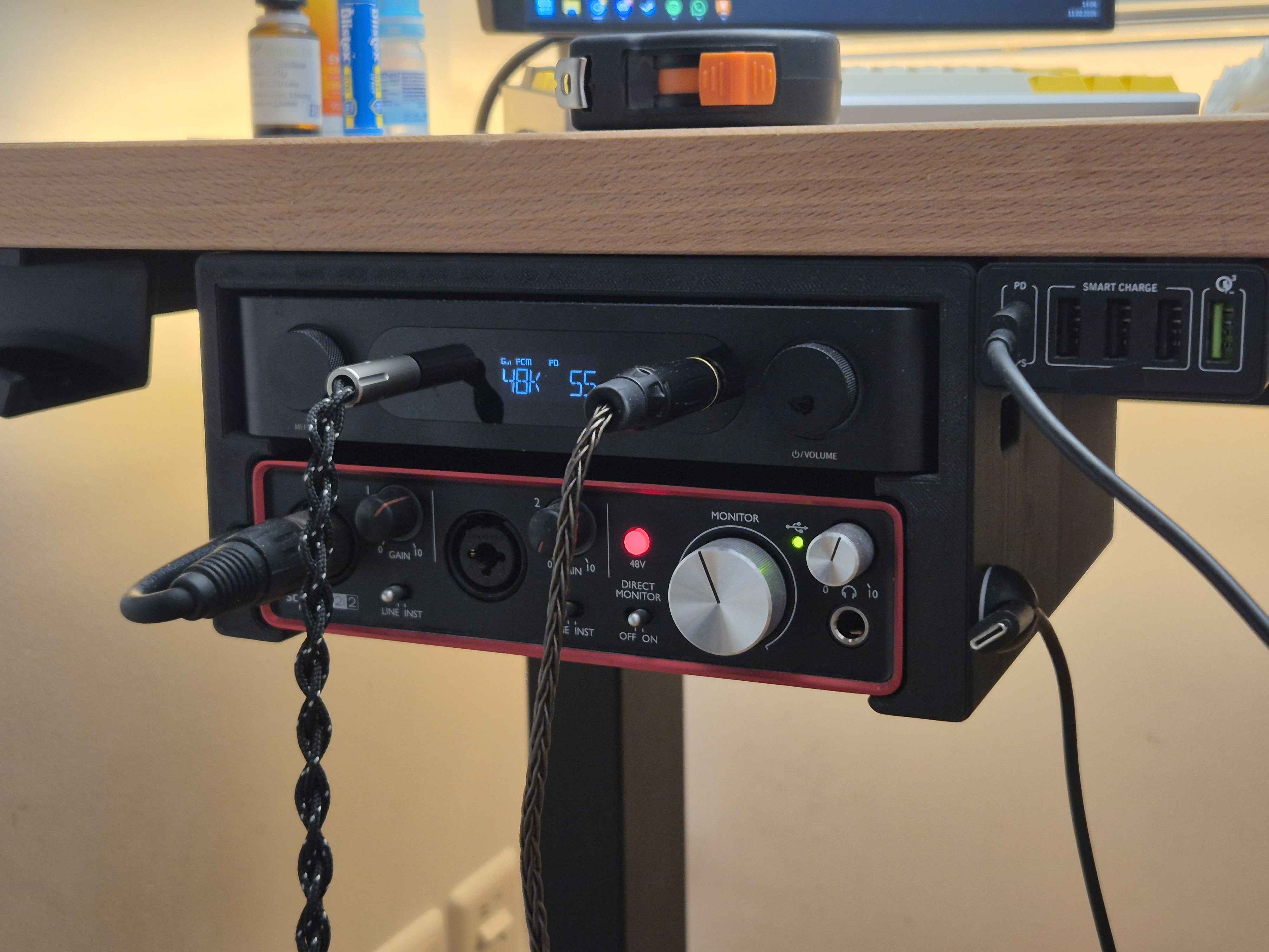 FiiO K13 R2R + Focusrite Scarlett 2i2 Under Desk Mount