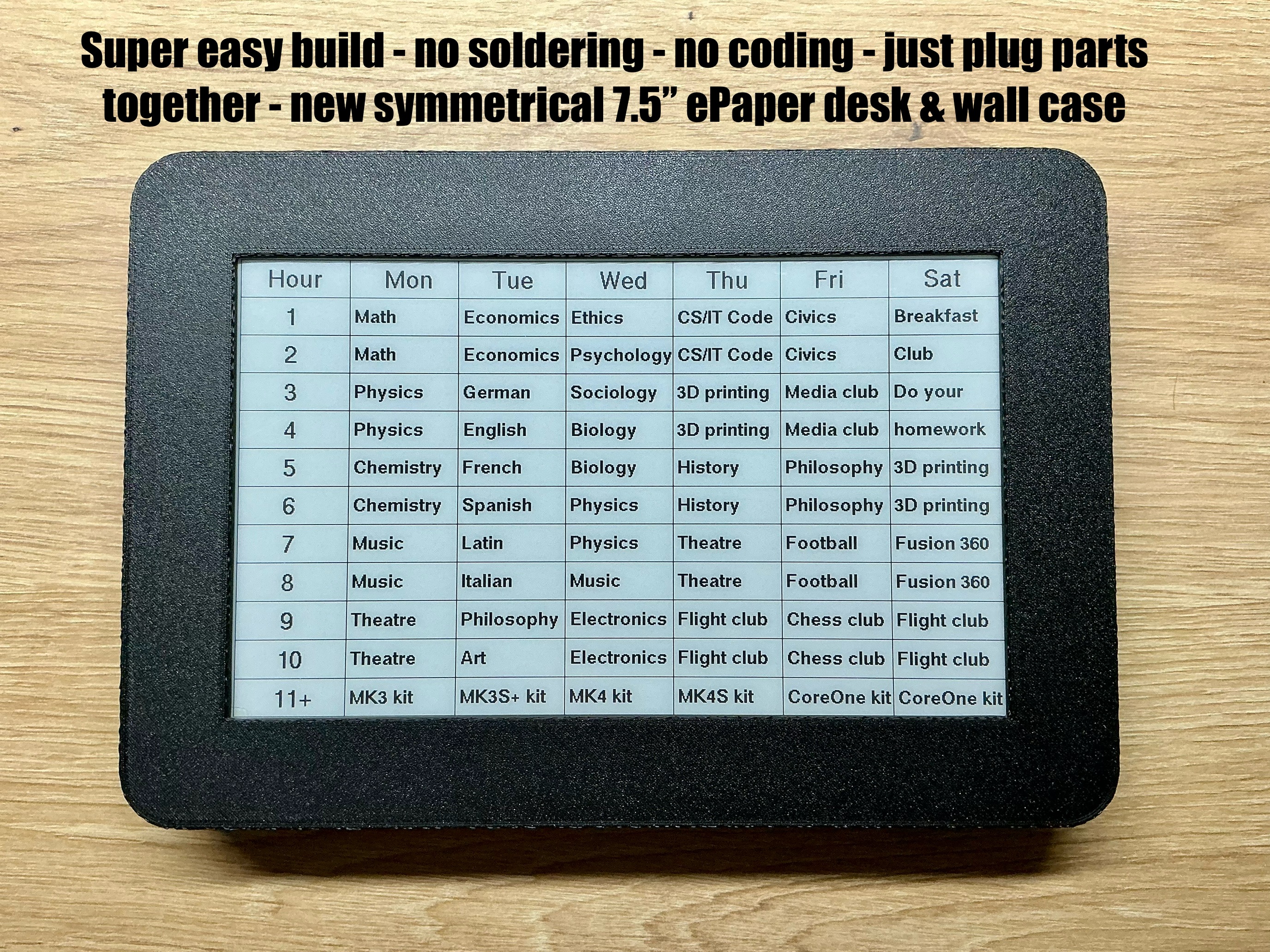 School Timetable with ePaper display