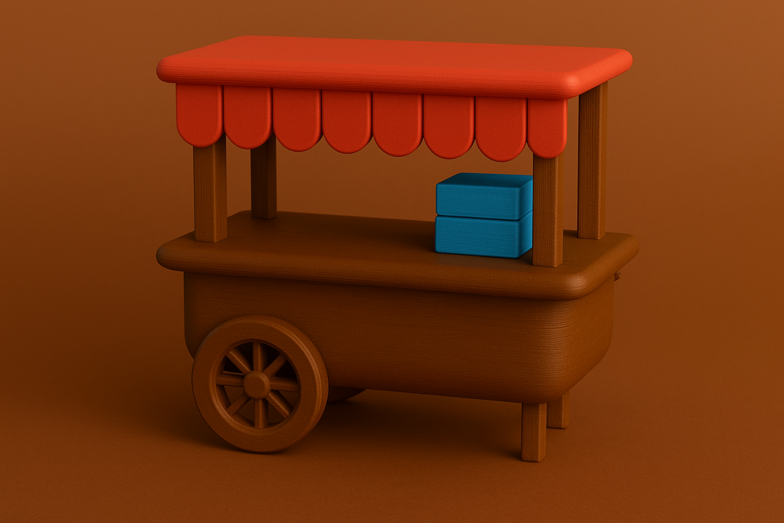 Mini Street Vendor Cart Figurine (Multicolor)