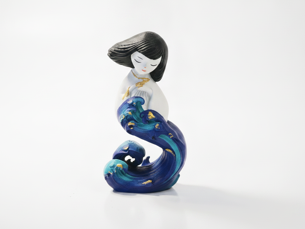 Wave Girl Flowing Sculpture Female Figure 3D Printable