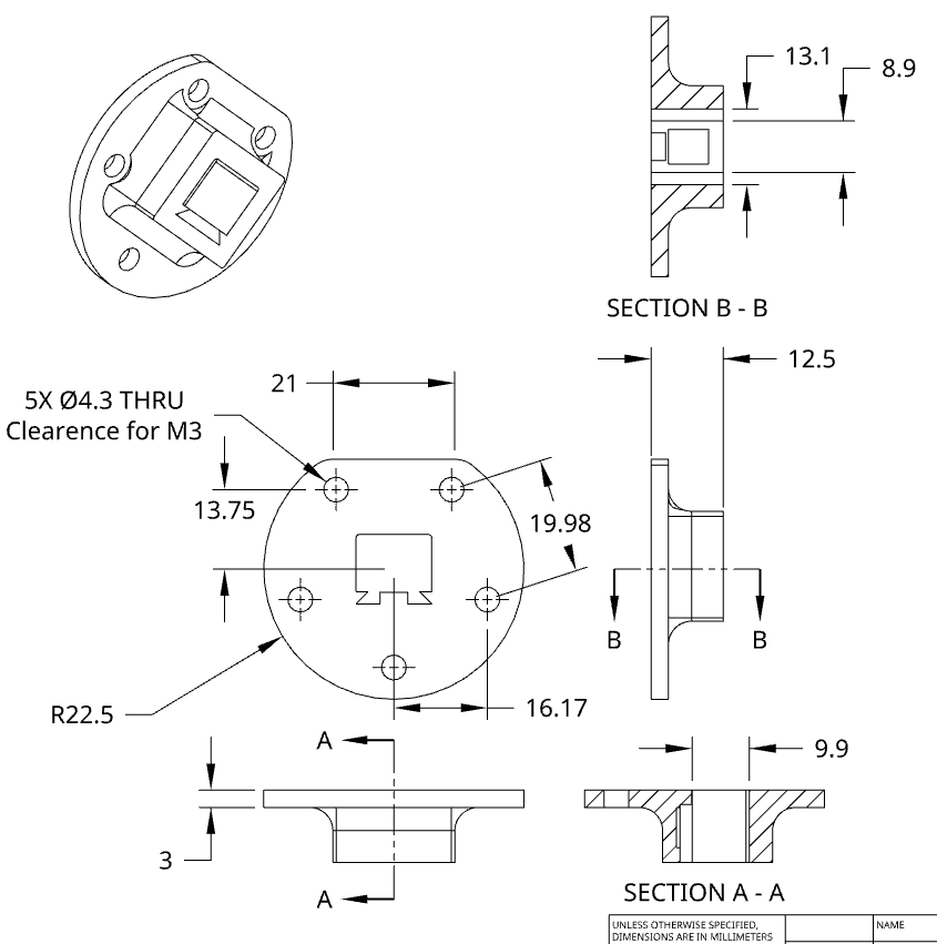 AT04 mounting socket 3D model