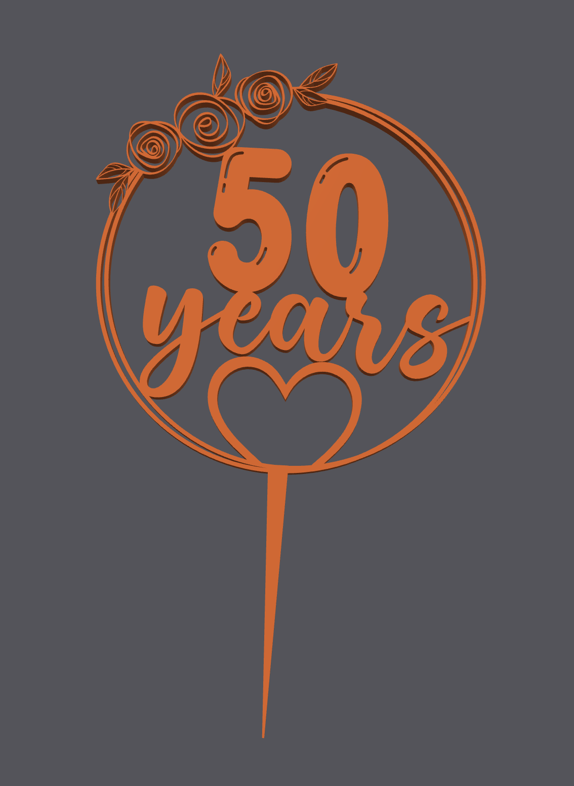 Topper para pastel – Corazón con 50 años | Cake Topper – Heart with 50 Years | 3D Print