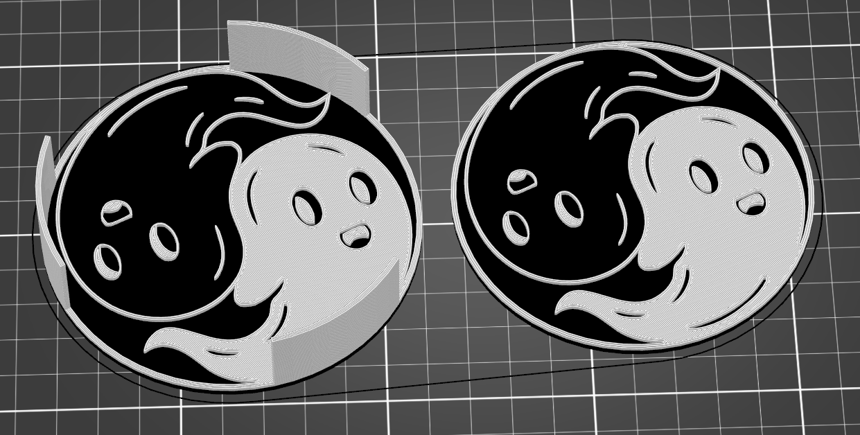 Sada tácků s motivem ducha / Ghost yinyang coaster set with holder