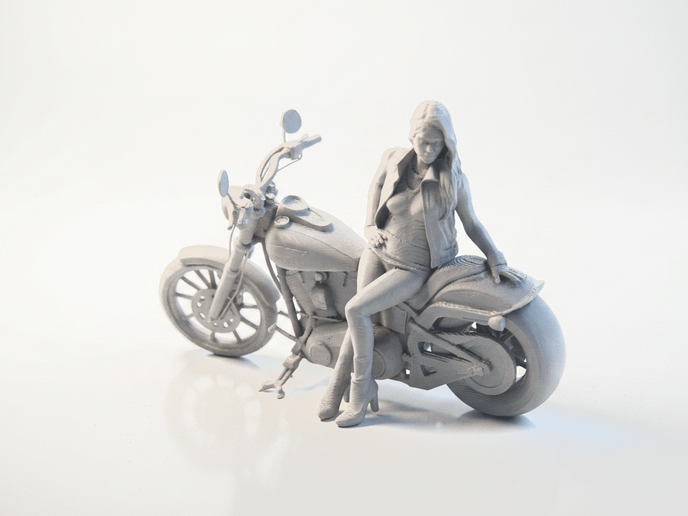 Biker Lady Motorcycle Figurine Female Figure 3D Printable