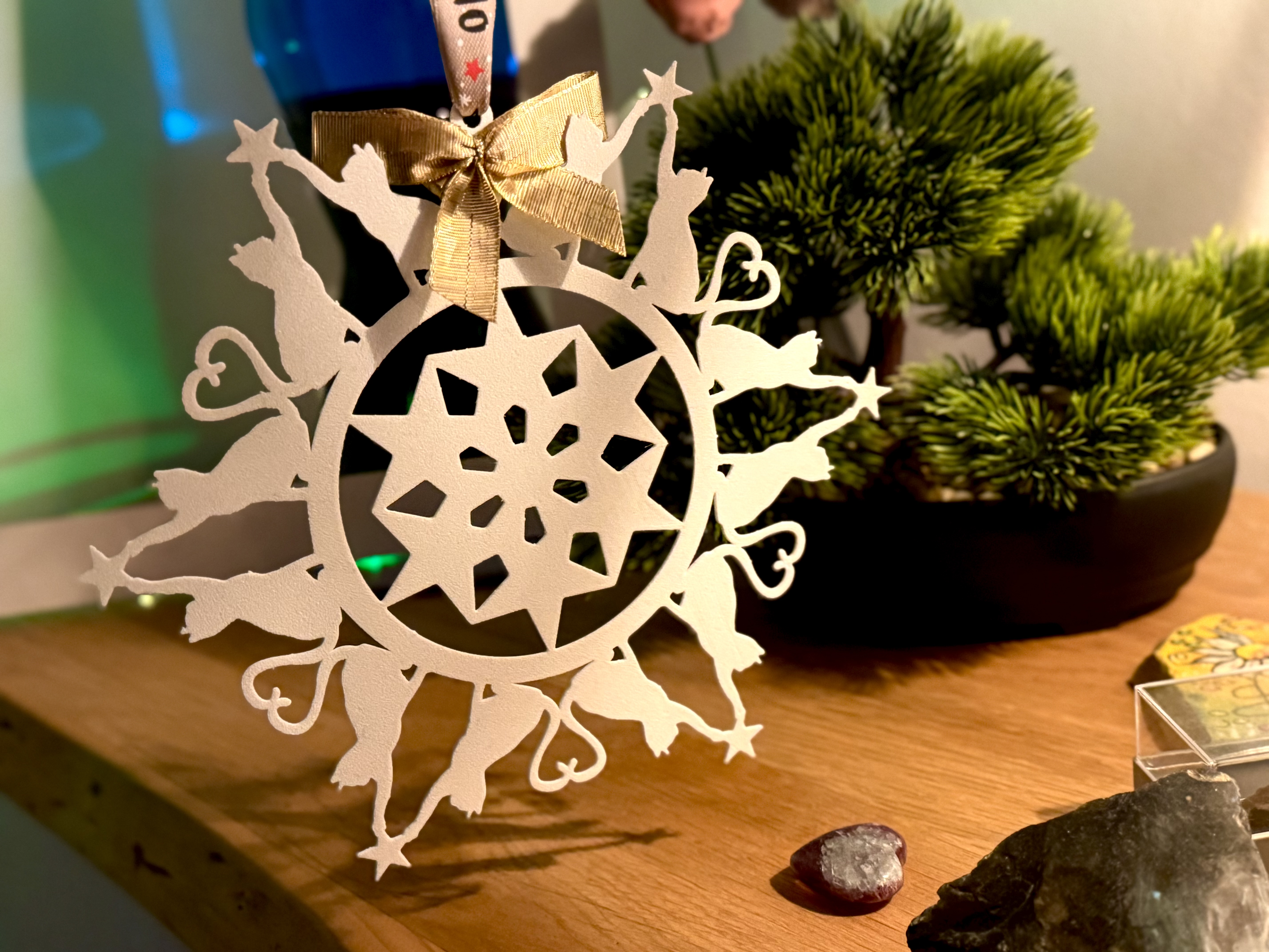 Christmas Cat Snowflakes  – 3D Print STL Set | 3 Variants + Cat Files