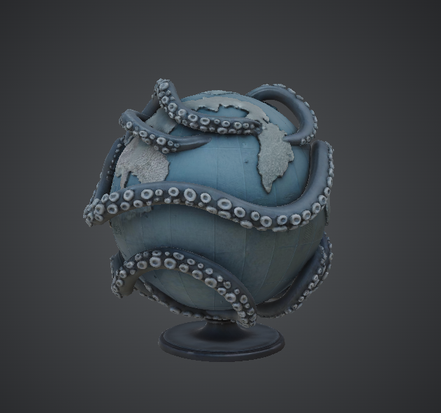 Kraken Globe Sculpture – Tentacled World
