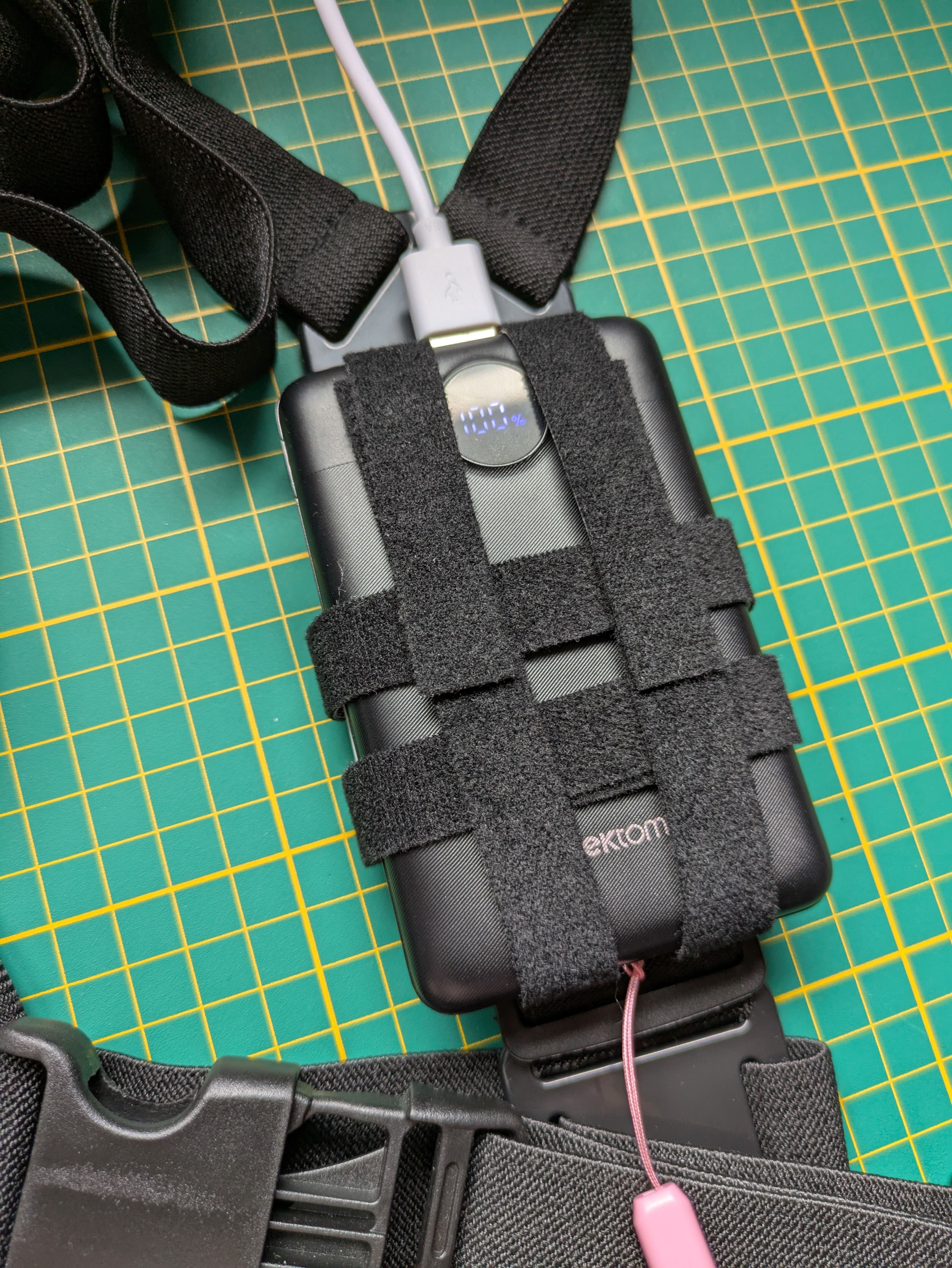 Semi-Universal Powerbank holder for Go-Pro style chest harness (40mm strap)