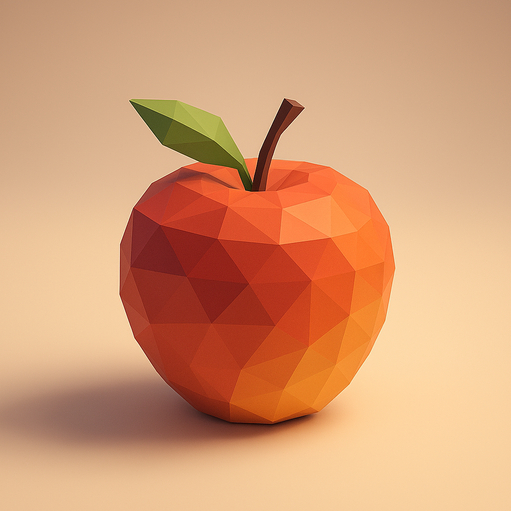 Low Poly Apple 3D Model