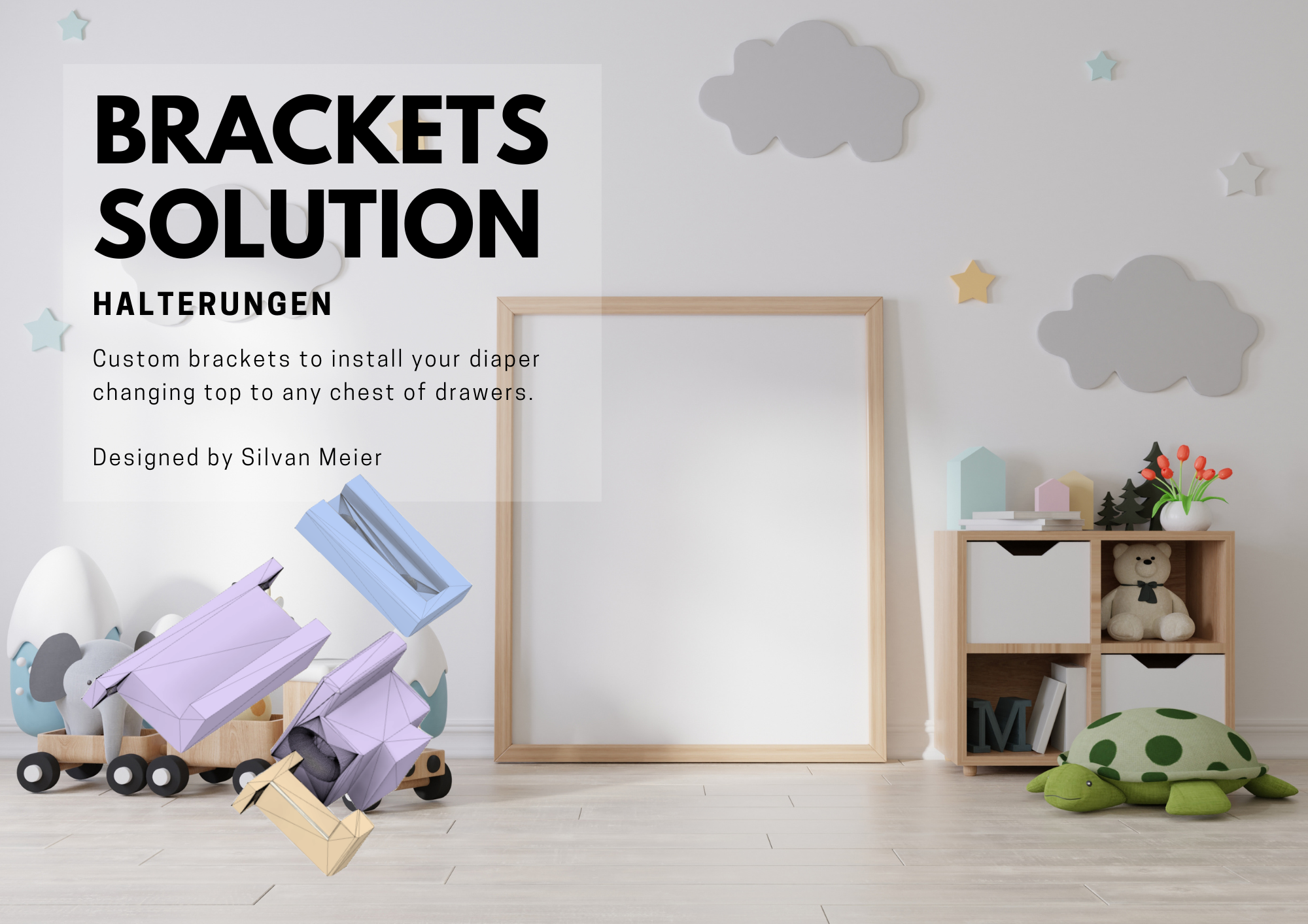 Brackets for diaper changing station