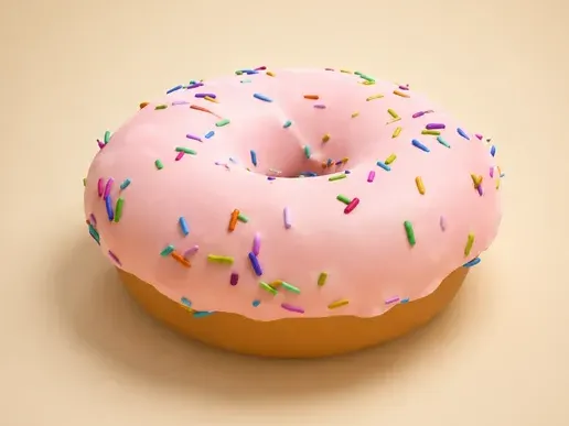 Cute Stylized Pink Donut with Sprinkles - 3D Model Asset