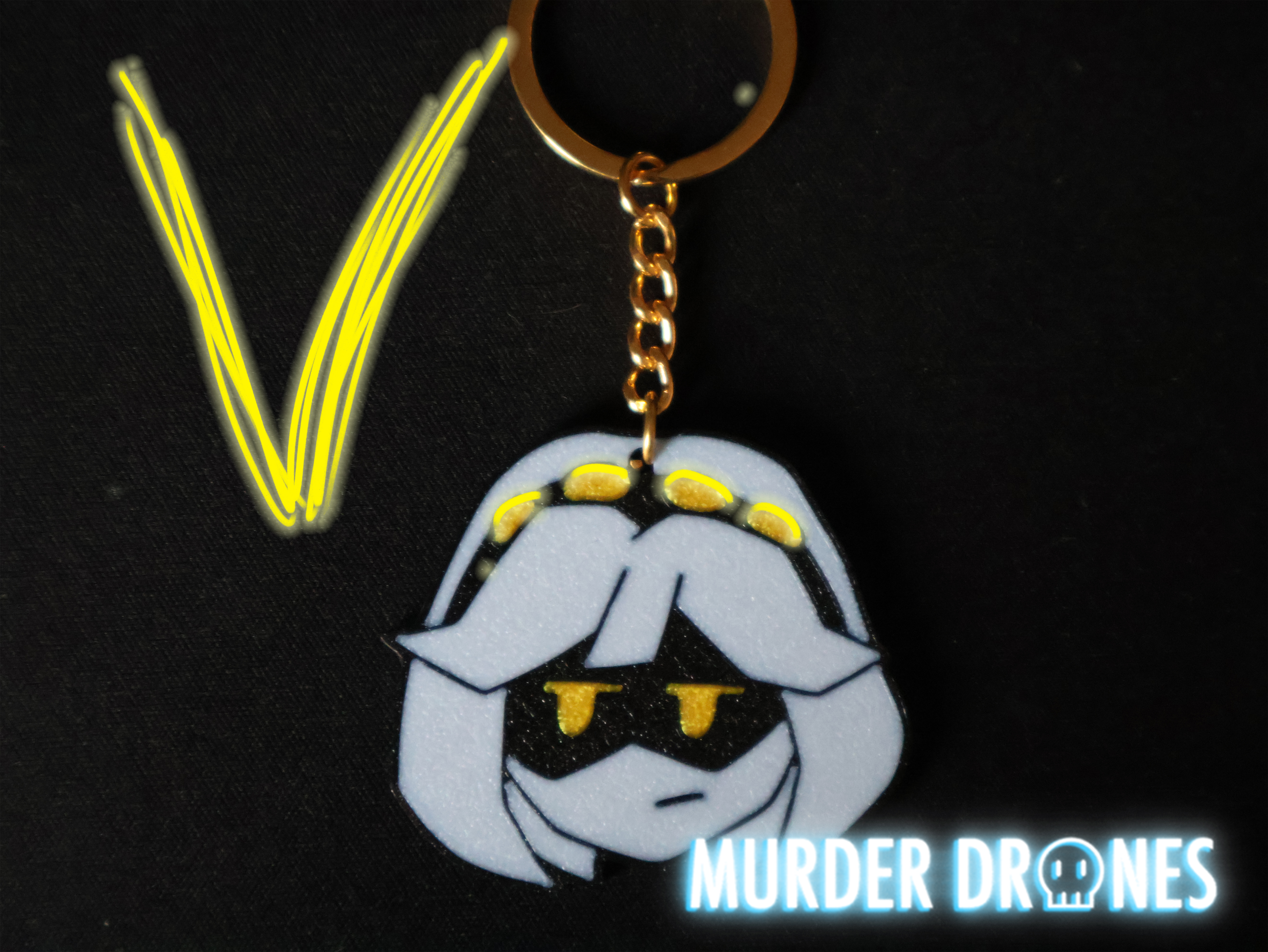 V Keychain Murder Drones Glitch pin