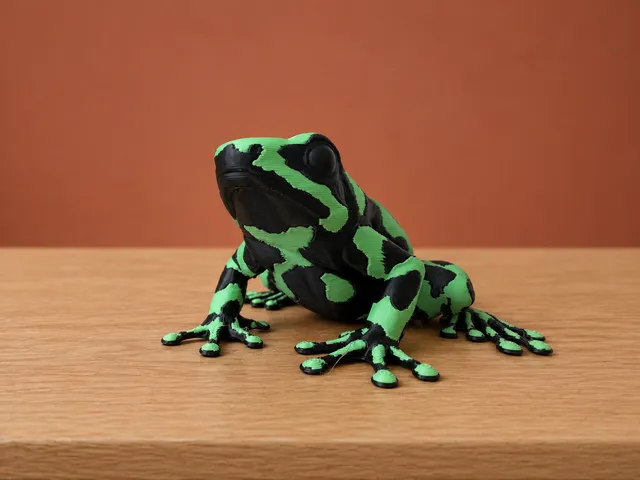 Realistic Green & Black Poison Dart Frog Figurine