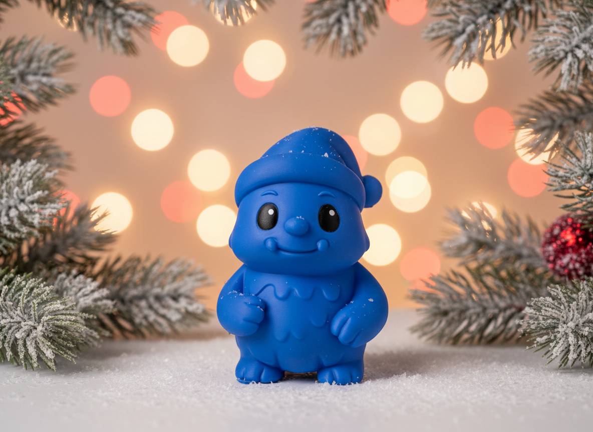 Furry Monster in Santa Hat Christmas Figure