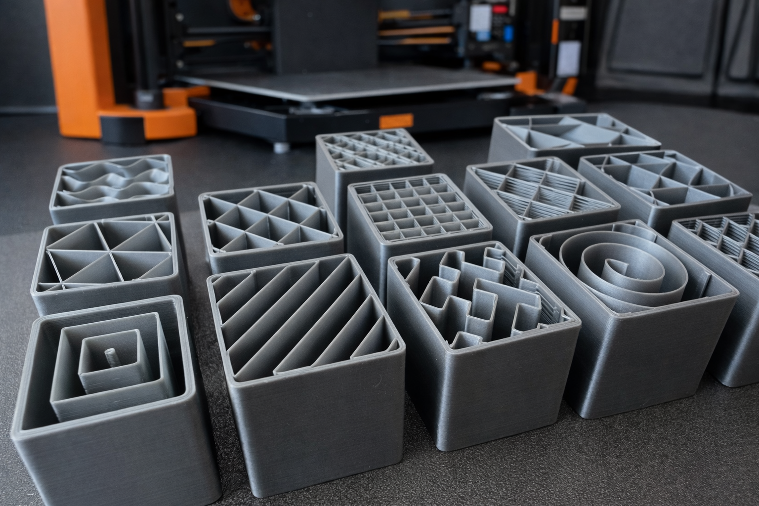 Test cubes - infill pattern / Testovací krychle - vzor výplně