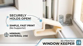 Minimalist open stop Window Keeper / Wedge – Fast Print, No Supports