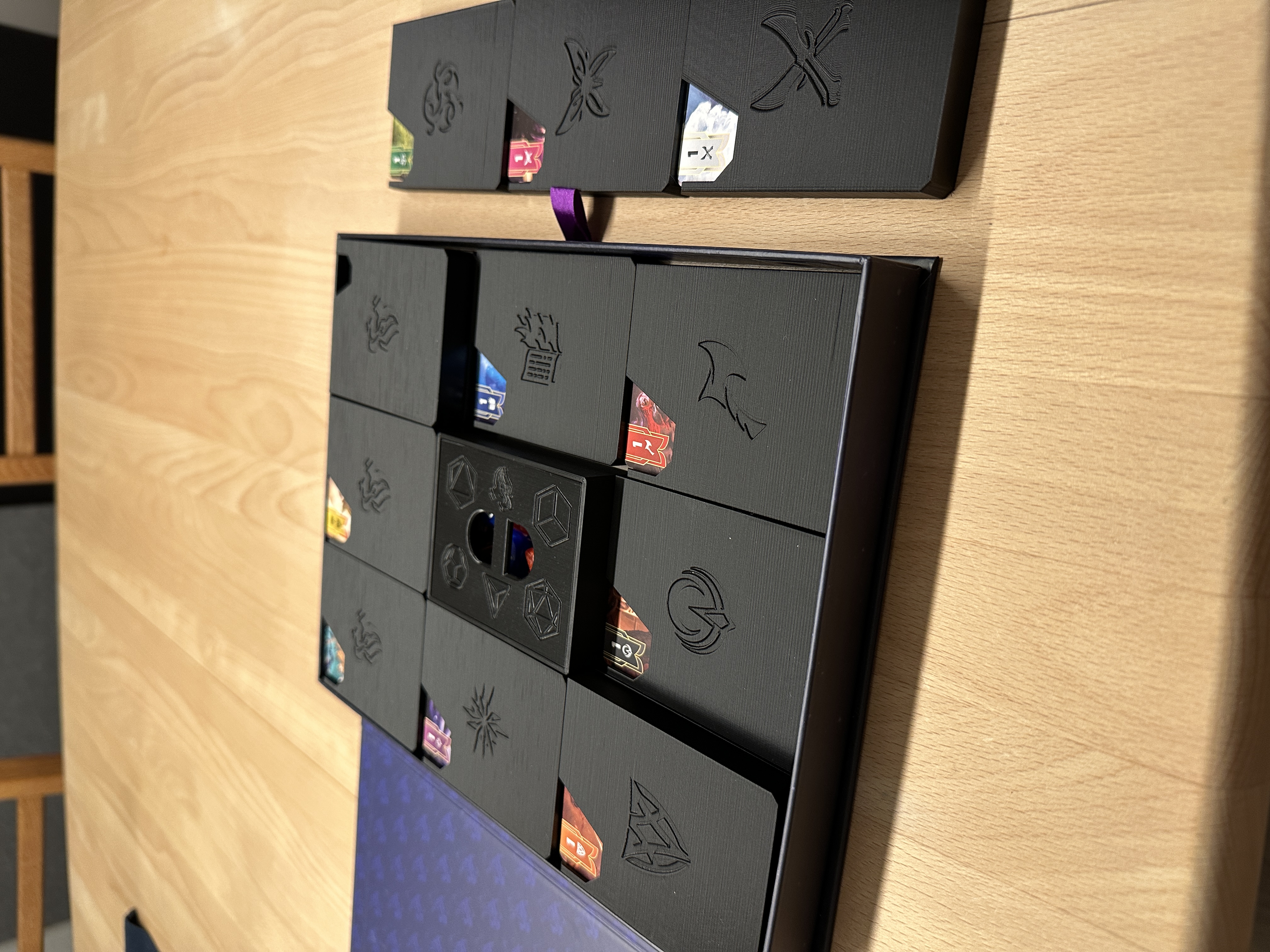 Daggerheart 3x3 Card Holder Set with Engraved Domain Symbols & Dice Box