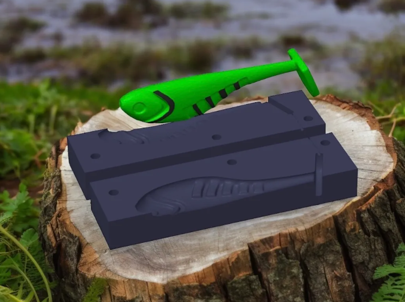 Rubber fishing bait mold top filling