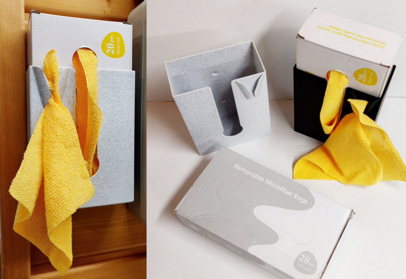 Wall-mounted dispenser holder for 20x20cm reusable Microfiber Rags