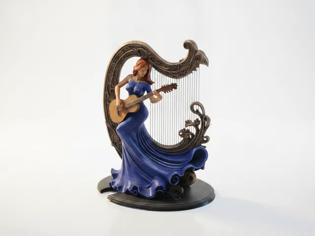 Guitar Harp Lady Musician Figurine 3D Printable