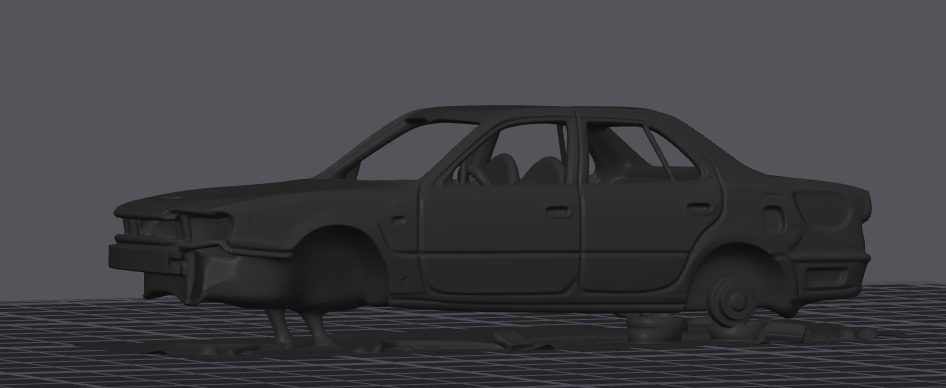 Wrecked car postapo