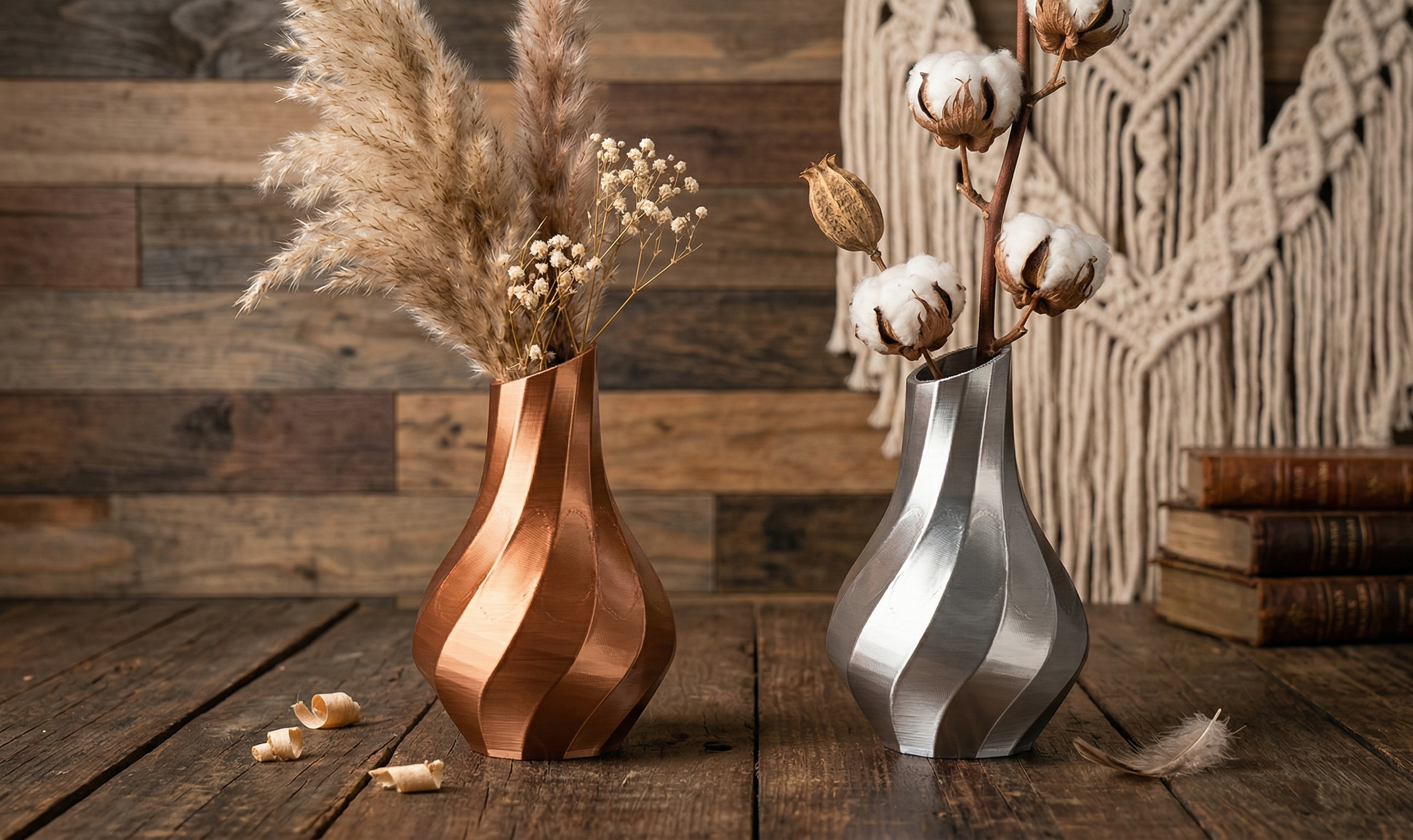 Modern Swirl Metallic Boho Vase 3D model