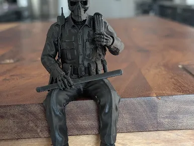 Skeleton Police Officer Ledge Percher / Calavera Law Enforcement Shelf Sitter