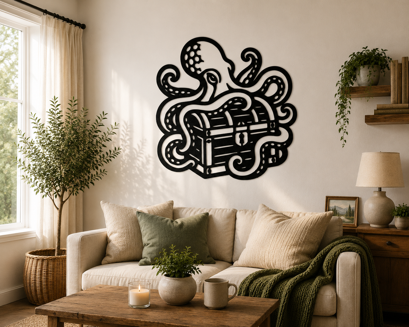 Octopus Treasure Chest 2D Wall Art