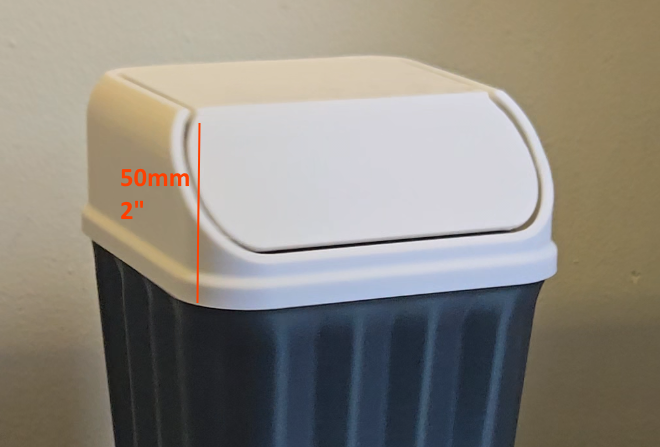 Square Garbage Can Swing Lid - 2 versions: Hinged Print in place and M3 bolt version