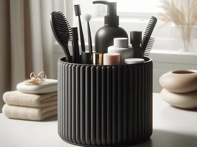 Modern Ribbed Bathroom Organizer, Make- Up Cup