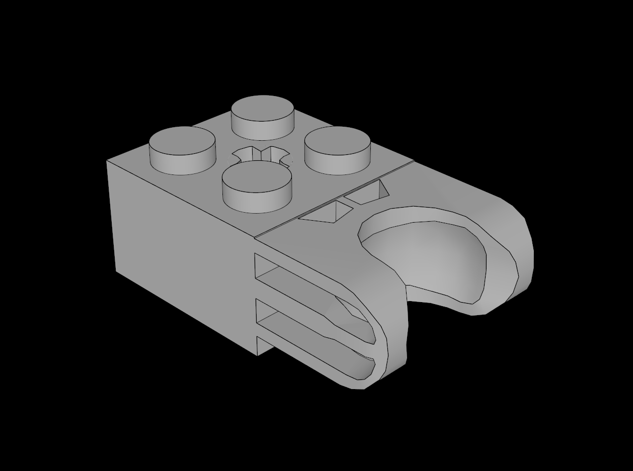 Lego Compatible (67696.dat) Brick  2 x  2 with Axlehole and Ball Socket Type 4 and Axlehole with Straight Closed Sides