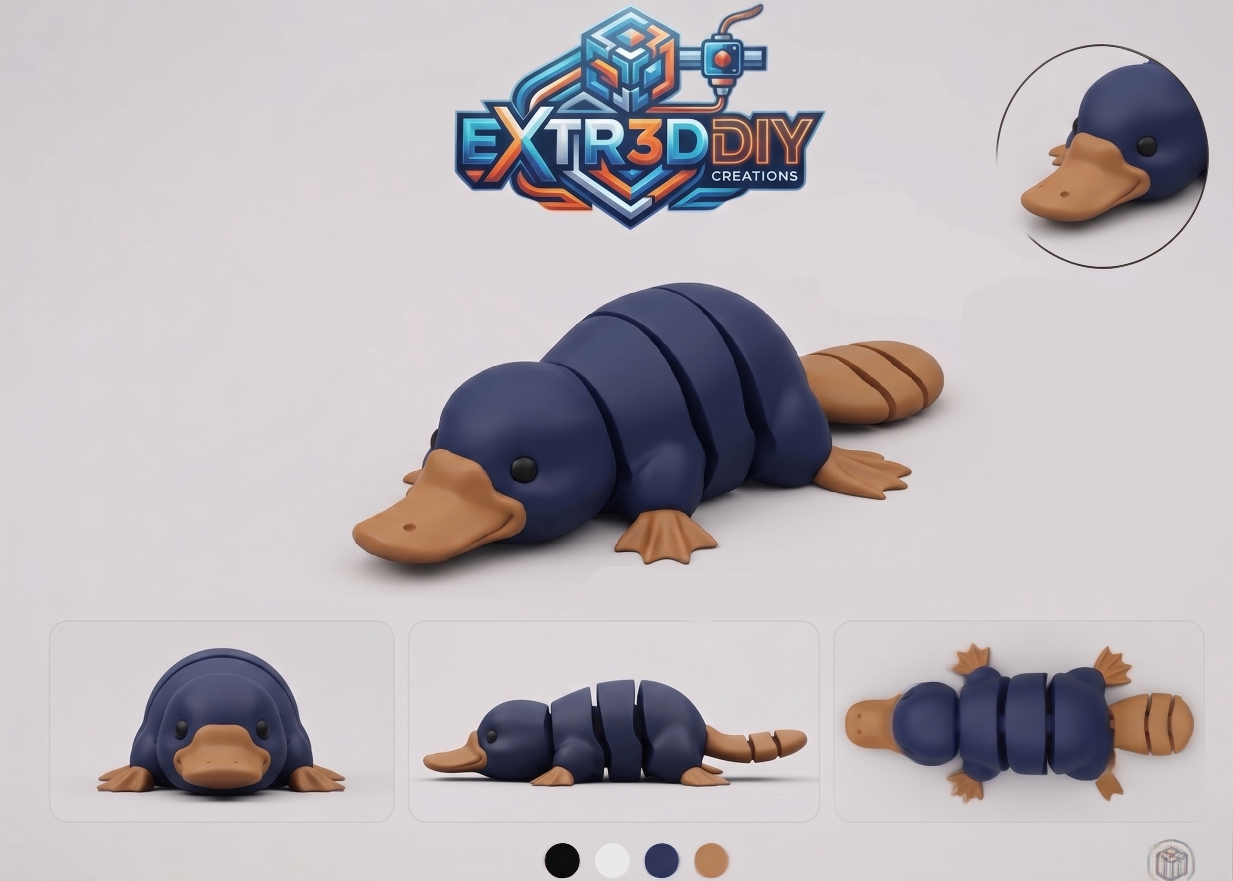 Articulated Flexy Platypus | Print-in-Place Fidget Toy
