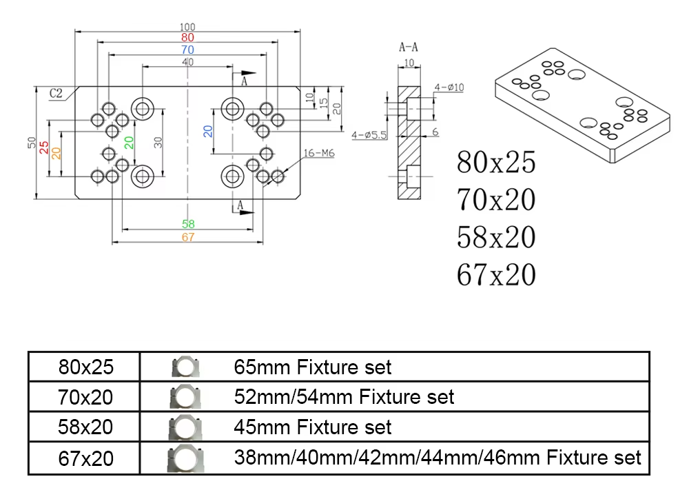 Adaptador spindle 52mm openbuilds cnc