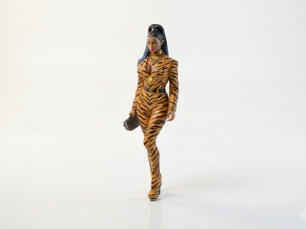 Tiger Outfit Lady Female Figurine 3D Printable