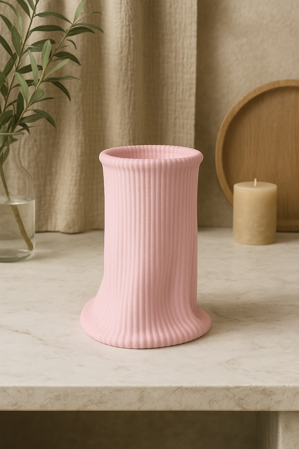 Melted Pink Ripple Vase