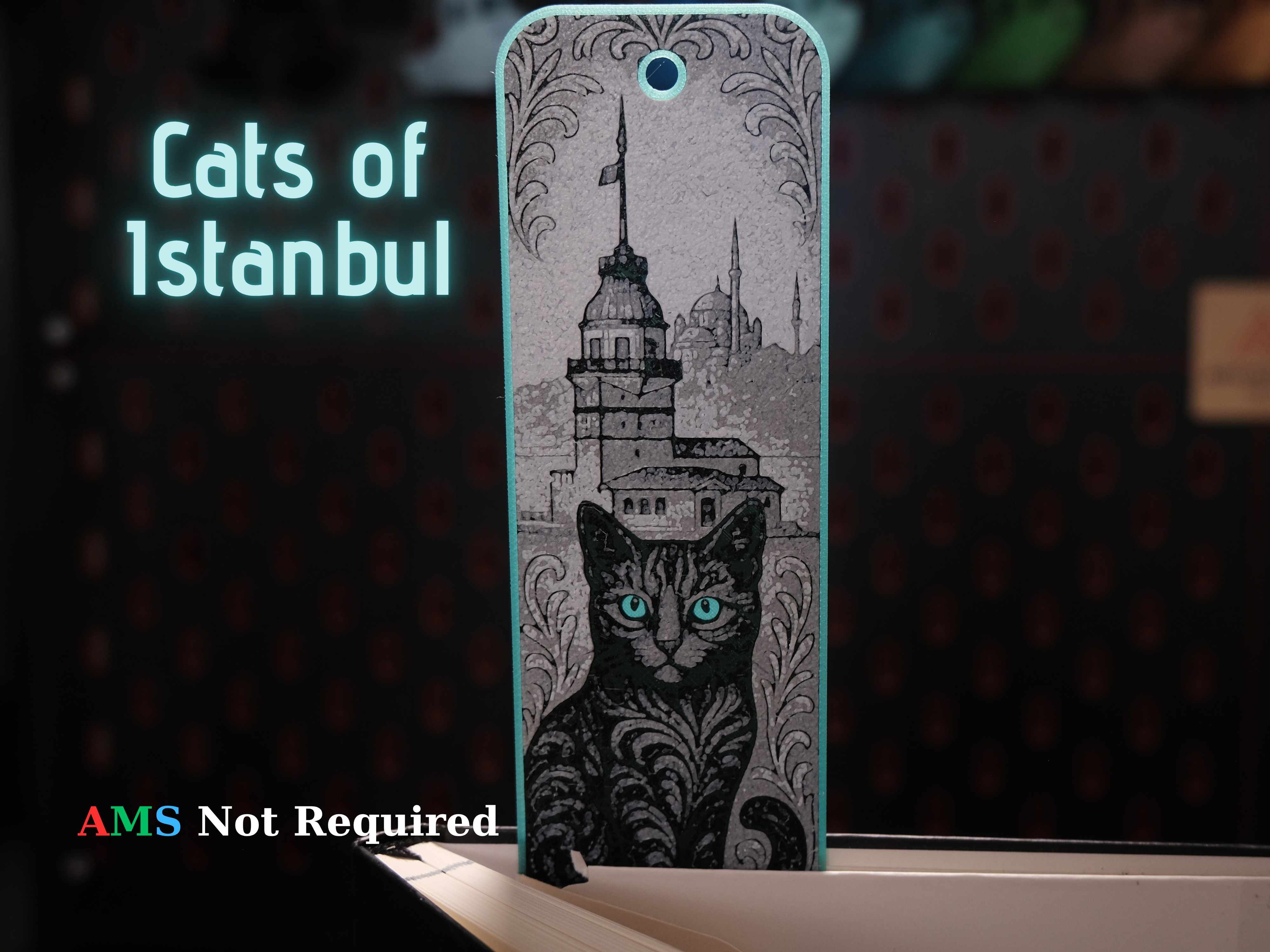 Cats of Istanbul Hueforge Bookmark (Maidens Tower)